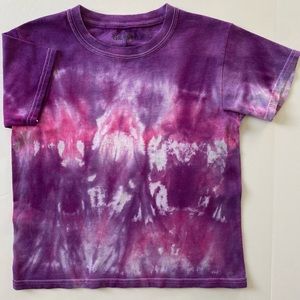 Tie Dyed Shirt Size 2T 2T 3T Purple Pink  White Gildan Girls 100% Cotton EUC